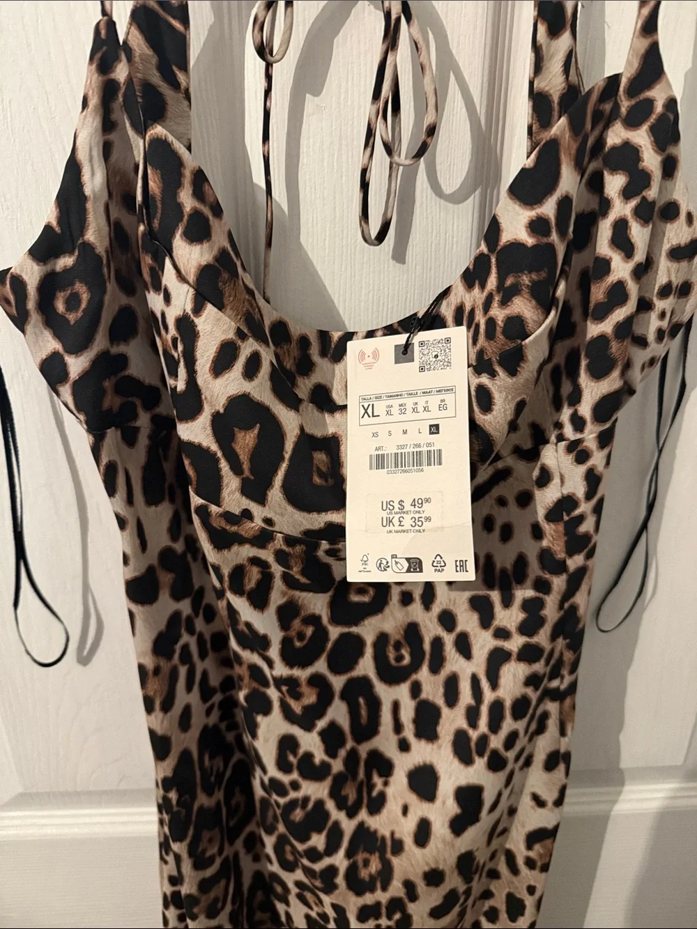Zara Leopard-Print Maxi Slip Dress — Beige, Brown